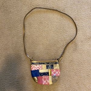 Coach pink and blue crossbody purse
